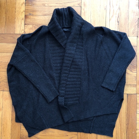 All Saints Charcoal Grey Open Shoulder Cardigan - Picture 6 of 8